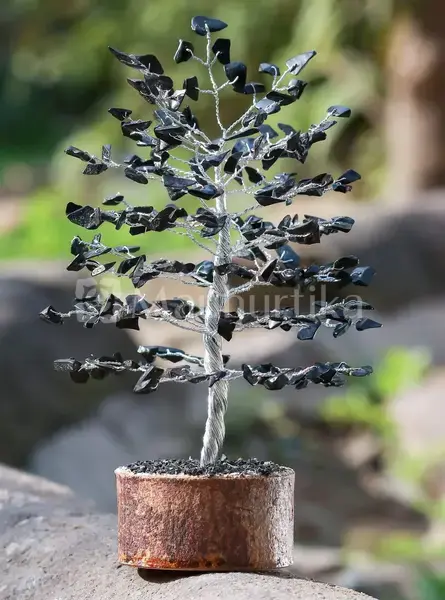 Black Agate Gemstone Tree of Life - Chakra Tree