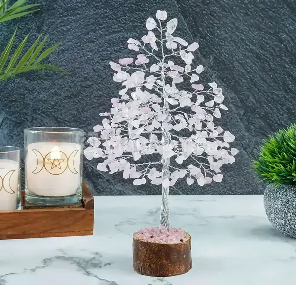 Rose Quartz Crystal Tree of Life - Healing Gemstone Tree