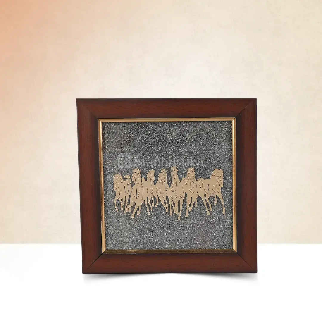 7 Horses Vastu Pyrite Dust Frame - Prosperity Yantra