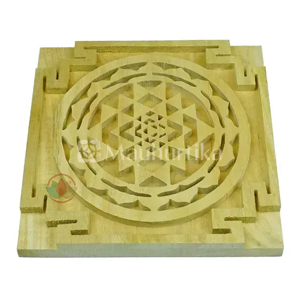 Energized Wooden Sriparni Sri Yantra Plate Prosperity