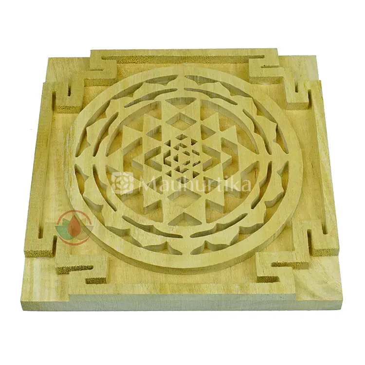 Energized Wooden Sriparni Sri Yantra Plate Prosperity