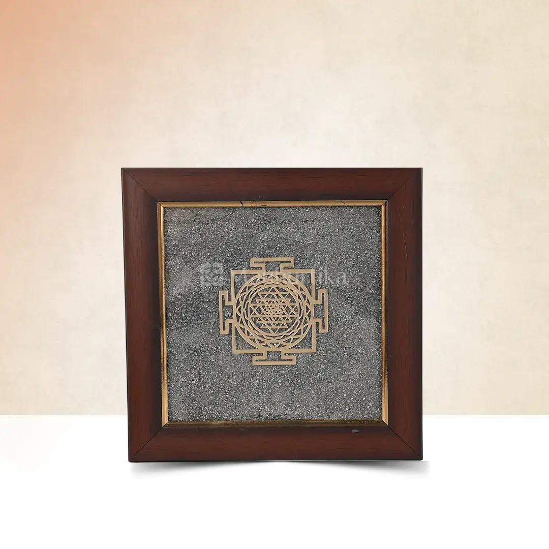 Shri Yantra Pyrite Dust Frame - Prosperity and Harmony