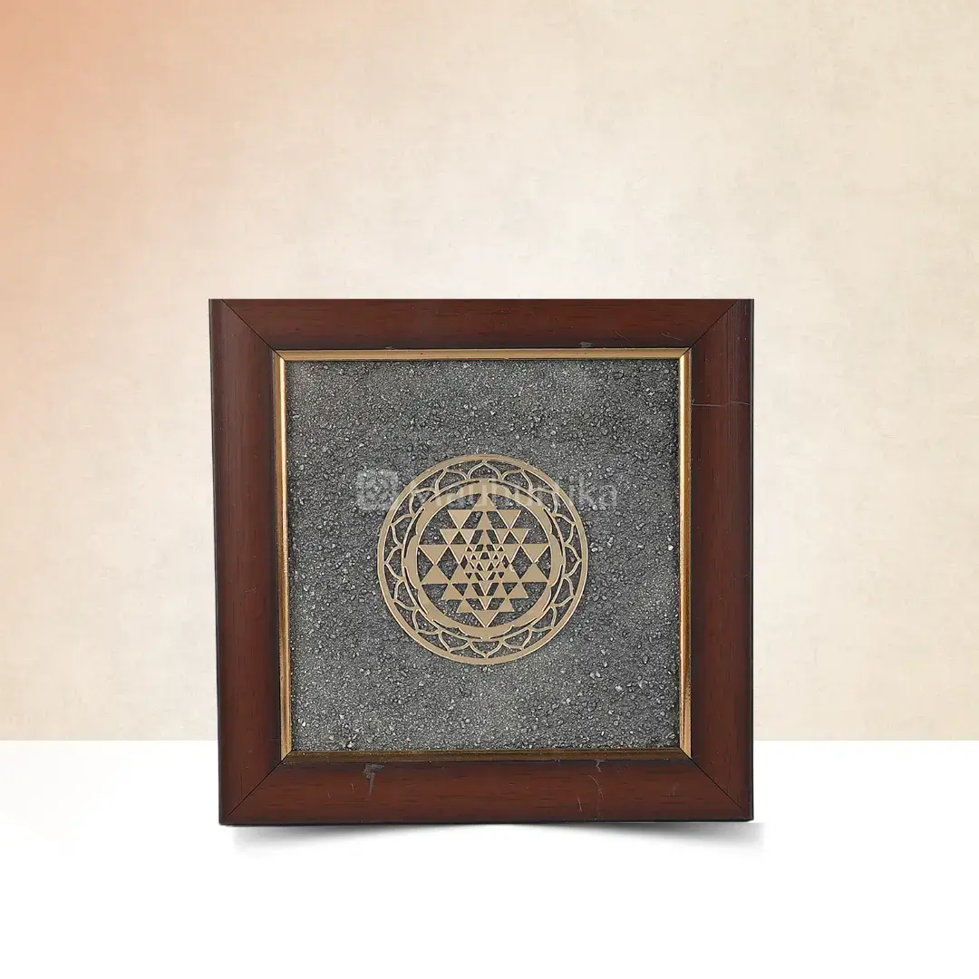 Shriparni Shri Yantra Pyrite Dust Frame - Prosperity Enhancer