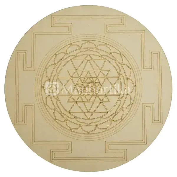 Sri Yantra Sacred Geometry Wooden Grid Plate - Spiritual Healing