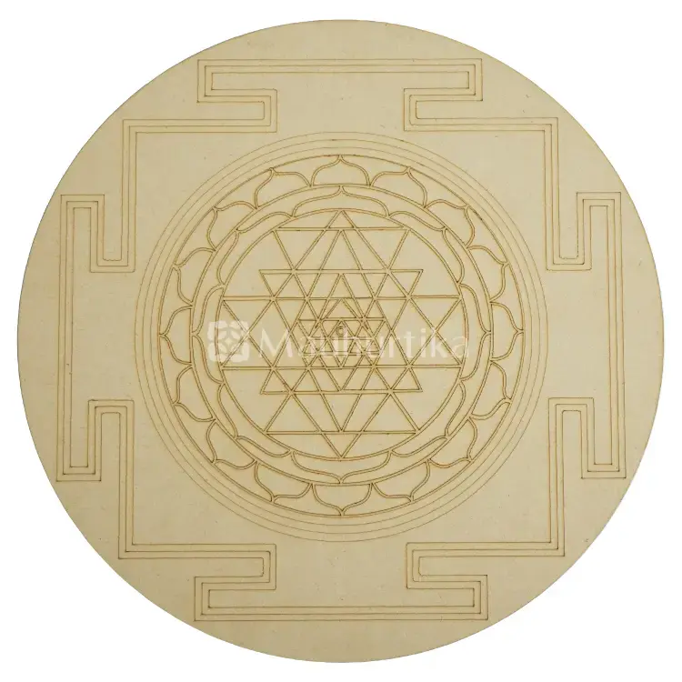 Sri Yantra Sacred Geometry Wooden Grid Plate - Spiritual Healing